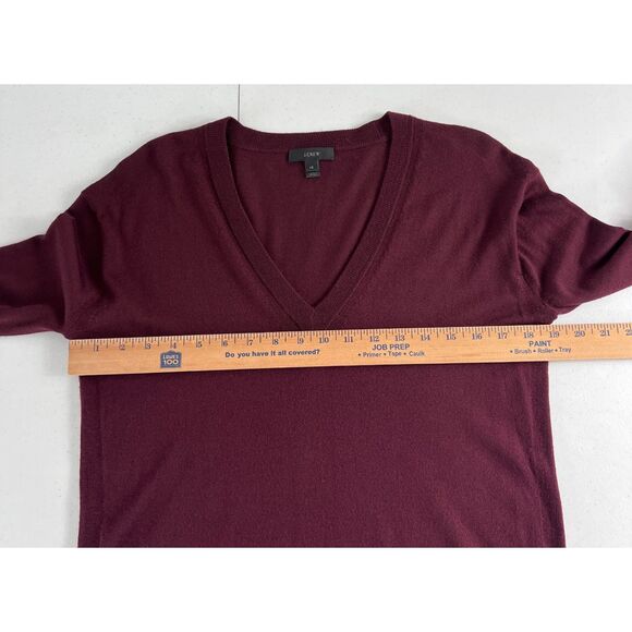 J Crew Women's Merino Wool V-Neck Sweater Drawstring Sleeves Cabernet Size XS - Picture 8 of 12